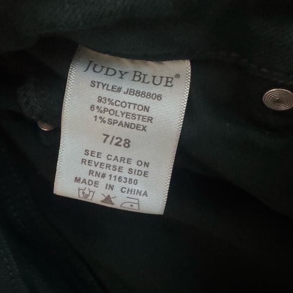 JUDY BLUE Wide Leg High Waist Cropped Ankle Jeans Dark Green Size 7/28 - Picture 5 of 6